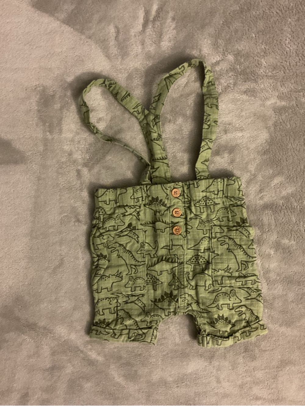 wonder nation Olive Green Dino Print Suspender Shorts